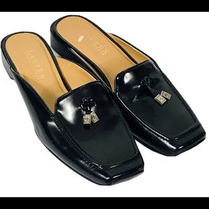 Lauren Ralph Lauren Women’s Shoes Black Patent Leather Slides Sz.(7B)